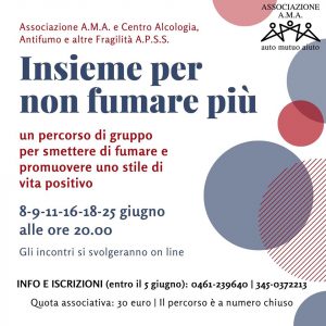 La locandina del percorso per smettere di fumare proposto dall'associazione A.M.A.