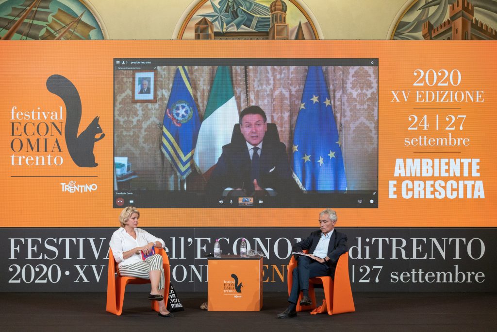 L'intervento del premier Giuseppe Conte al Festival dell'economia 2020