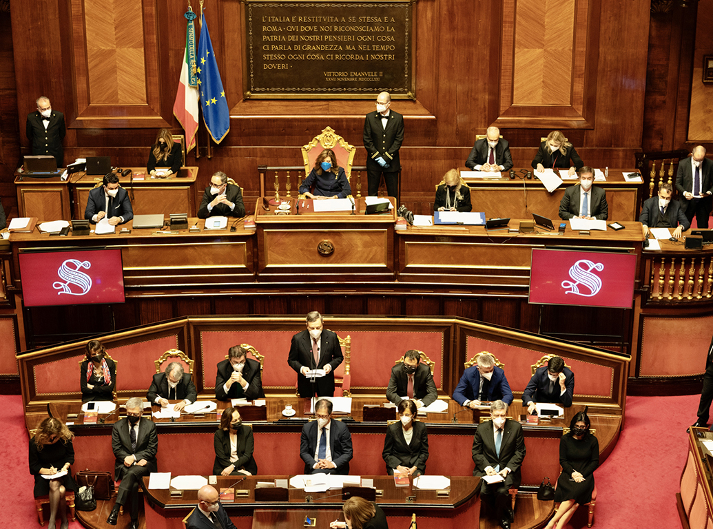Senato - 17 febbraio 2021 - Il Presidente del Consiglio, Mario Draghi, rende le comunicazioni sulle dichiarazioni programmatiche del Governo.