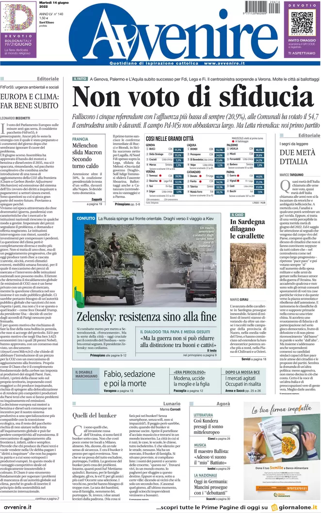 Le prime pagine di domenica 25 settembre 2022 - Il Post